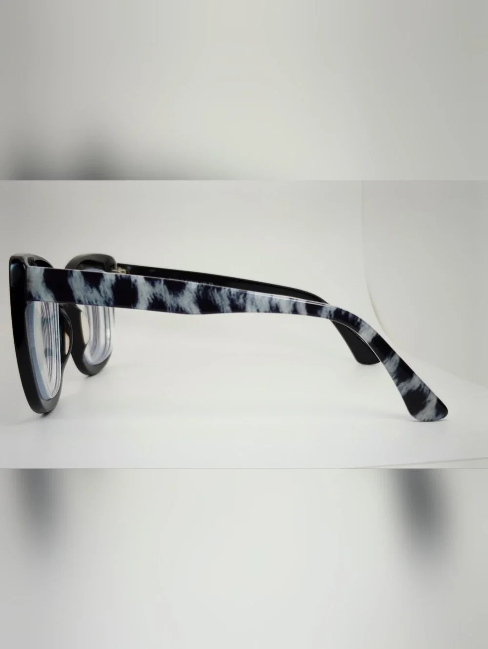Unique. Women's Bold Black Oversized Square Glasses. Animal Print. Opthalmic